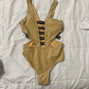 NWT BEBE one piece gold swimsuit